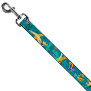 Dog Leash - Luca and Alberto Sea Monsters Swimming Poses Turquoise Blues