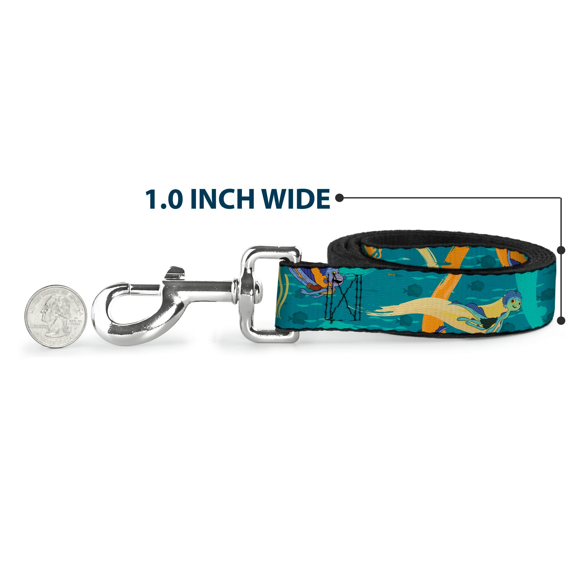 Dog Leash - Luca and Alberto Sea Monsters Swimming Poses Turquoise Blues