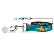 Dog Leash - Luca and Alberto Sea Monsters Swimming Poses Turquoise Blues