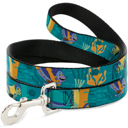 Dog Leash - Luca and Alberto Sea Monsters Swimming Poses Turquoise Blues