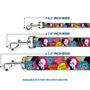 Dog Leash - Cruella de Vil Cruell World and Round Badge Icons Collage