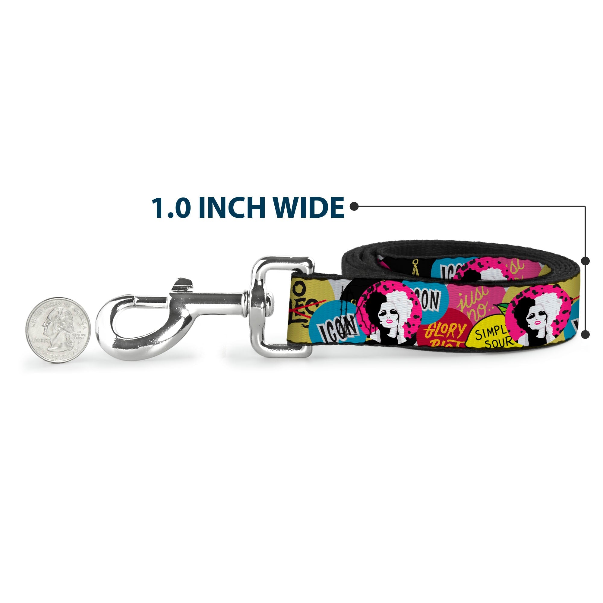 Dog Leash - Cruella de Vil Cruell World and Round Badge Icons Collage