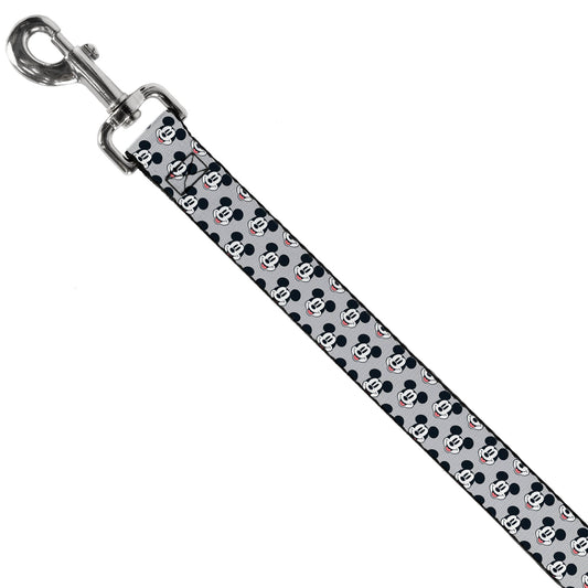 Dog Leash - Mickey Mouse Smiling Face Monogram Gray