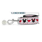 Dog Leash - Mickey Mouse Smiling Face Monogram Gray