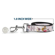 Dog Leash - Sleeping Beauty Aurora Castle and Fairy Godmothers Pose with Script and Flowers White/Pinks