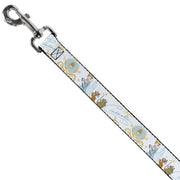 Dog Leash - Cinderella Pumpkin Coach and Mice Pose with Script White/Blues