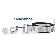 Dog Leash - Cinderella Pumpkin Coach and Mice Pose with Script White/Blues