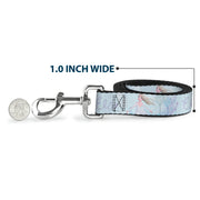 Dog Leash - Frozen Elsa Snowflake Pose with Trees and Script Blues/Purples