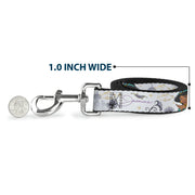 Dog Leash - Aladdin Jasmine Palace Pose with Script and Flowers White/Purples