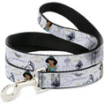 Load image into Gallery viewer, Dog Leash - Aladdin Jasmine Palace Pose with Script and Flowers White/Purples
