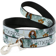 Dog Leash - Brave Merida Castle and Three Bear Brothers Pose with Script Greens