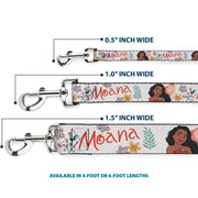 Dog Leash - Moana with Pua and Hei Hei Sail Pose with Script and Flowers Beige/Orange
