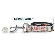 Dog Leash - Moana with Pua and Hei Hei Sail Pose with Script and Flowers Beige/Orange