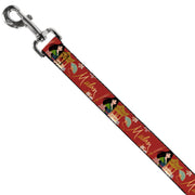 Dog Leash - Mulan Gazebo Pose with Flowers and Script Red/Golds