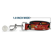 Dog Leash - Mulan Gazebo Pose with Flowers and Script Red/Golds