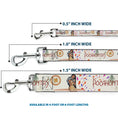 Load image into Gallery viewer, Dog Leash - Pocahontas and Meeko Compass Pose with Script and Leaves Beige
