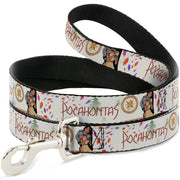 Dog Leash - Pocahontas and Meeko Compass Pose with Script and Leaves Beige