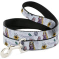 Load image into Gallery viewer, Dog Leash - Rapunzel Castle and Pascual Pose with Script and Flowers White/Purples
