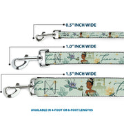 Dog Leash - The Princess and the Frog Tiana Palace Pose with Script and Flowers Greens