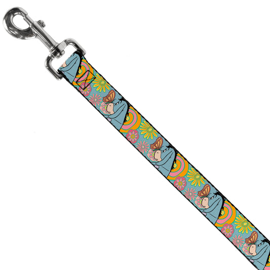 Dog Leash - Winnie the Pooh Eeyore Butterfly Pose Floral Collage Blue/Pinks/Yellows