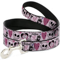 Load image into Gallery viewer, Dog Leash - The Nightmare Before Christmas Jack and Sally Doodles Pinks/Black
