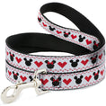 Load image into Gallery viewer, Dog Leash - Disney Holiday Mickey and Minnie Mouse Heart Sweater Stitch White/Red/Black
