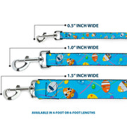Dog Leash - Pixar Holiday Collection Easter Egg Characters Scattered Blue