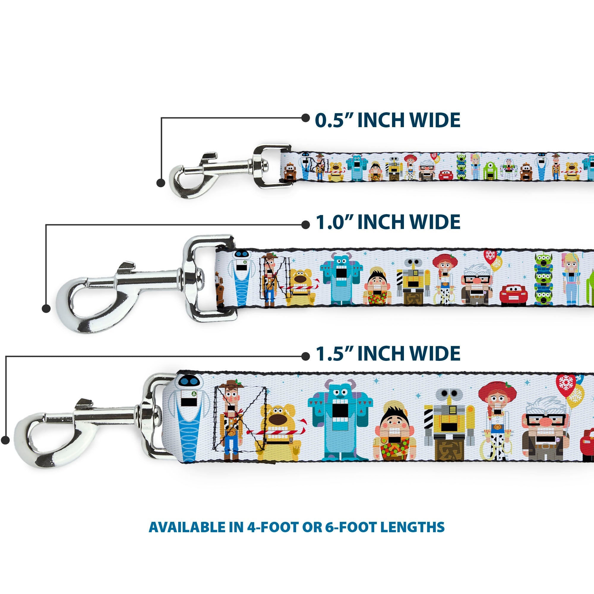 Dog Leash - Pixar Holiday Collection Nutcracker Characters Lineup/Stars White/Blues