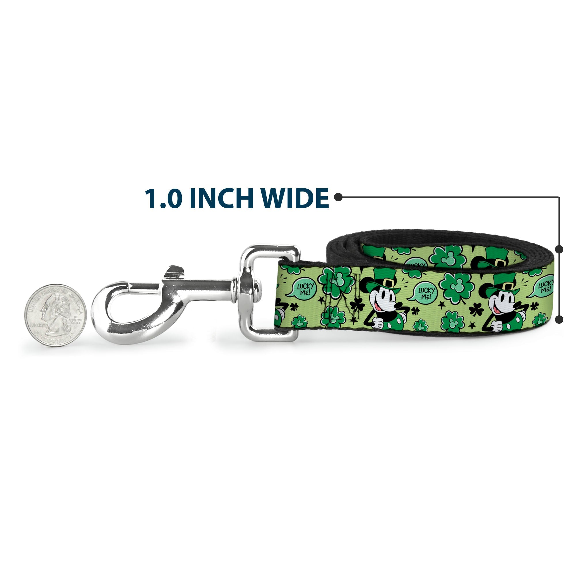 Dog Leash - Mickey Mouse St. Patrick's Day LUCKY ME Leprechaun Pose and Shamrocks Greens