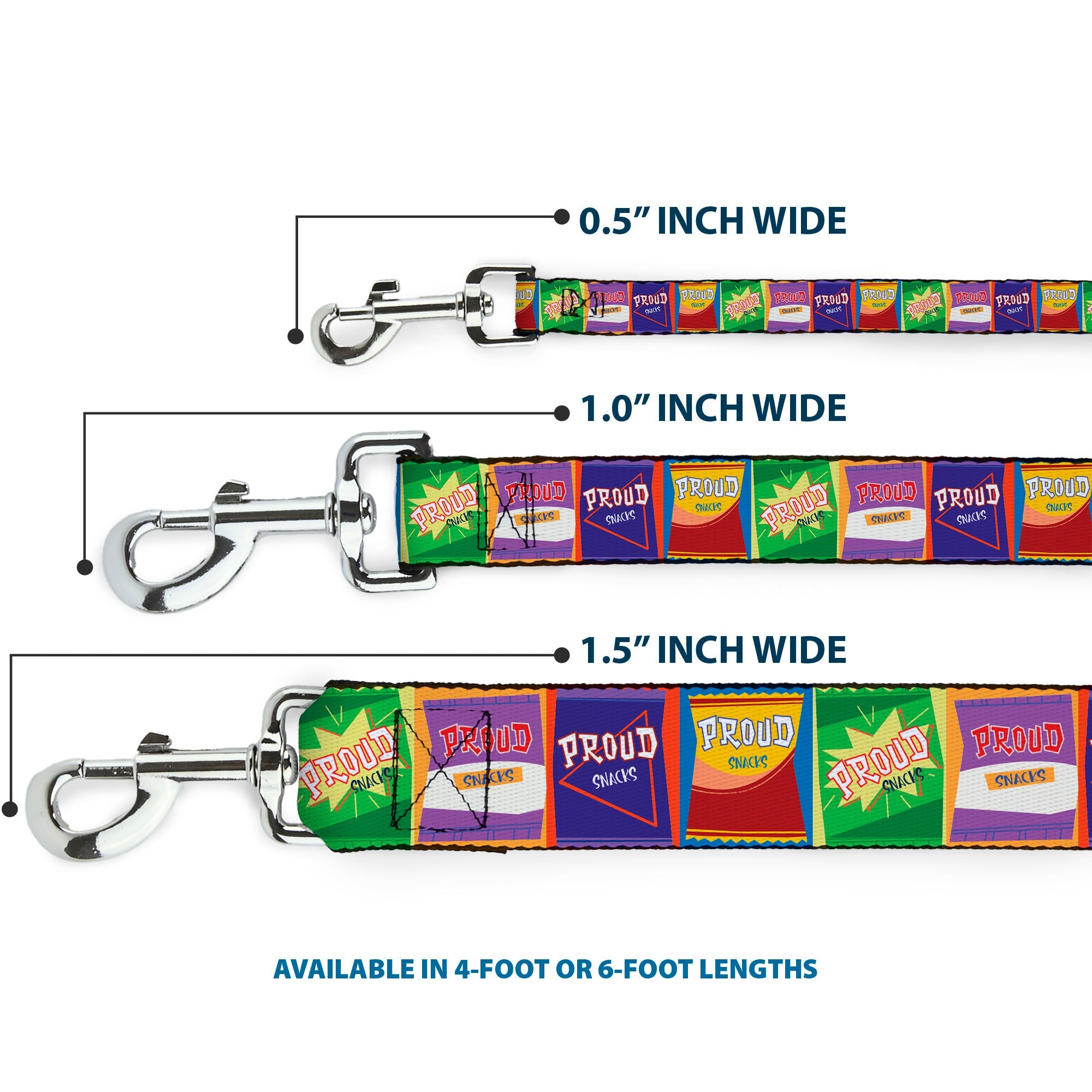 Dog Leash - The Proud Family PROUD SNACKS Logo Blocks Multi Color