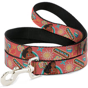 Dog Leash - Moana Pose and Icons Collage Pink