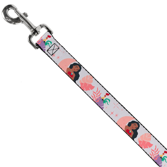 Dog Leash - Moana and Hei Hei Poses with Flowers Beige/Orange