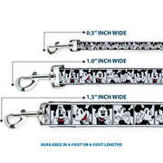 Dog Leash - Mickey Mouse Expression Blocks White/Black/Red