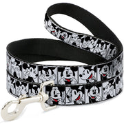 Dog Leash - Mickey Mouse Expression Blocks White/Black/Red