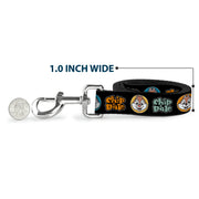 Dog Leash - CHIP & DALE Expression Bubbles Black/Multi Color