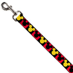 Dog Leash - Mickey Mouse Ears Icon Blocks Red/Black/Yellow