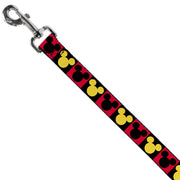 Dog Leash - Mickey Mouse Ears Icon Blocks Red/Black/Yellow