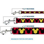 Dog Leash - Mickey Mouse Ears Icon Blocks Red/Black/Yellow