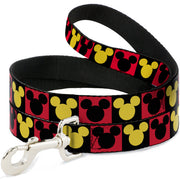 Dog Leash - Mickey Mouse Ears Icon Blocks Red/Black/Yellow