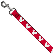 Dog Leash - Mickey Mouse Ears Icon Red/White