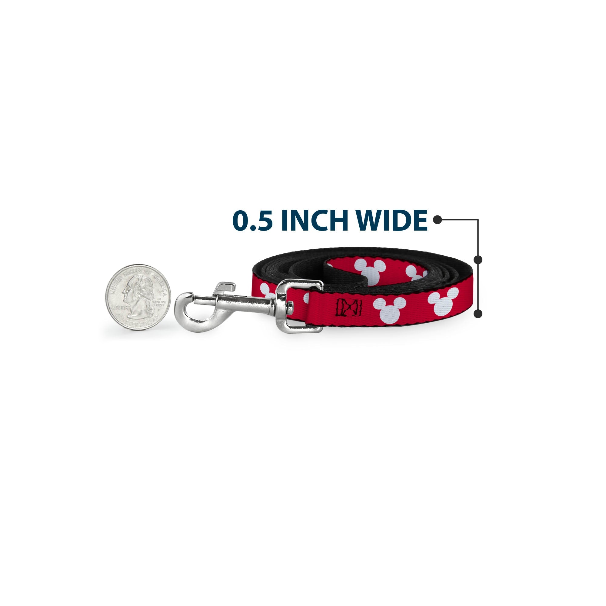 Dog Leash - Mickey Mouse Ears Icon Red/White