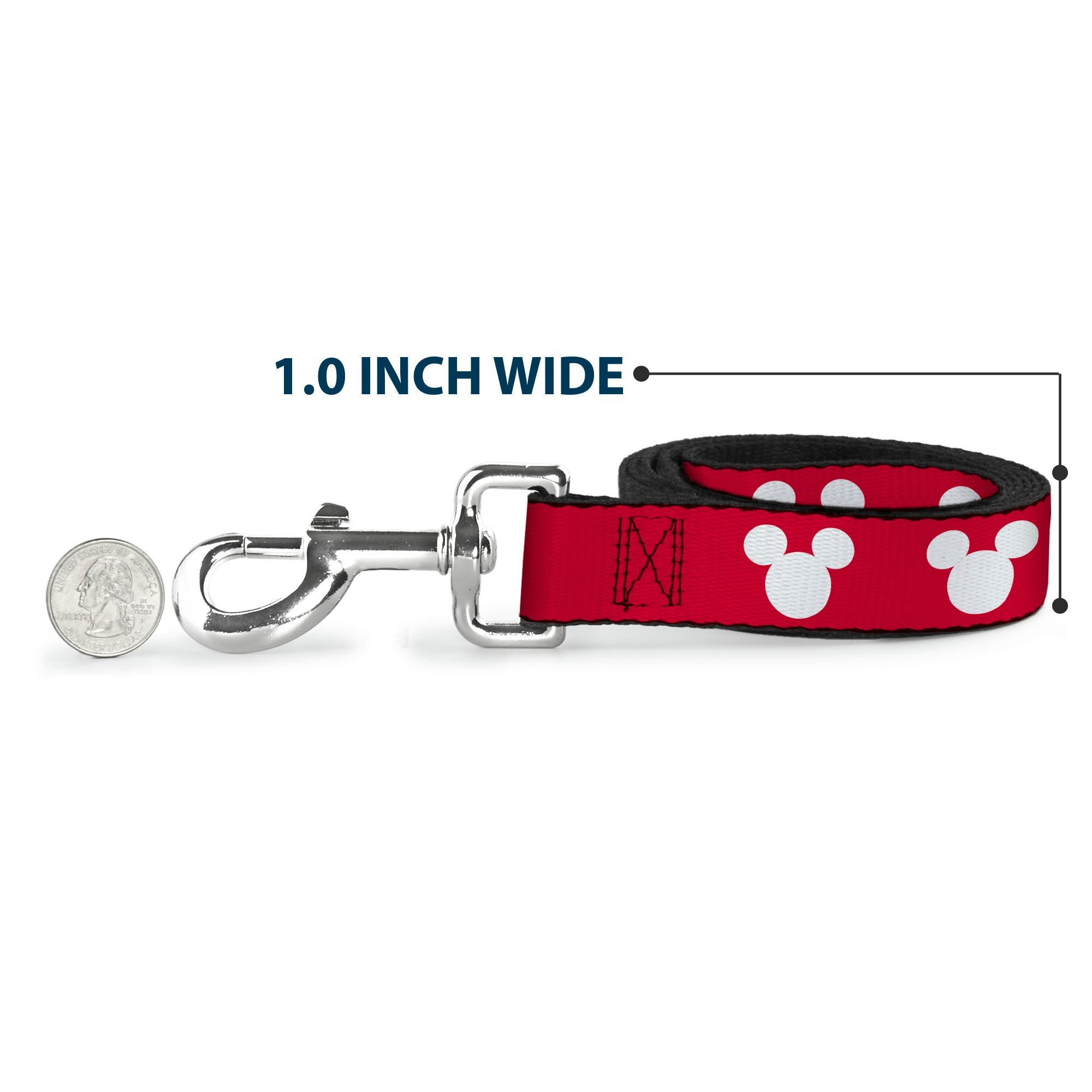 Dog Leash - Mickey Mouse Ears Icon Red/White