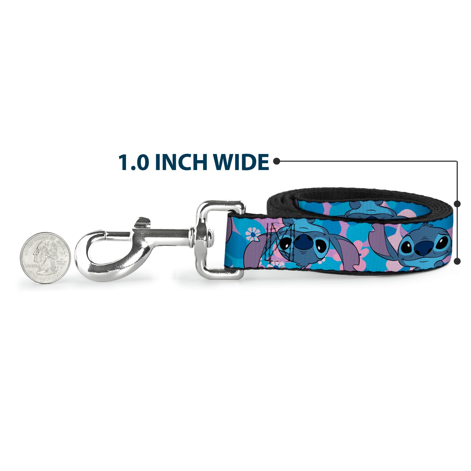 Dog Leash - Lilo & Stitch Stitch Flip Expressions Close-Up Blues/Pinks