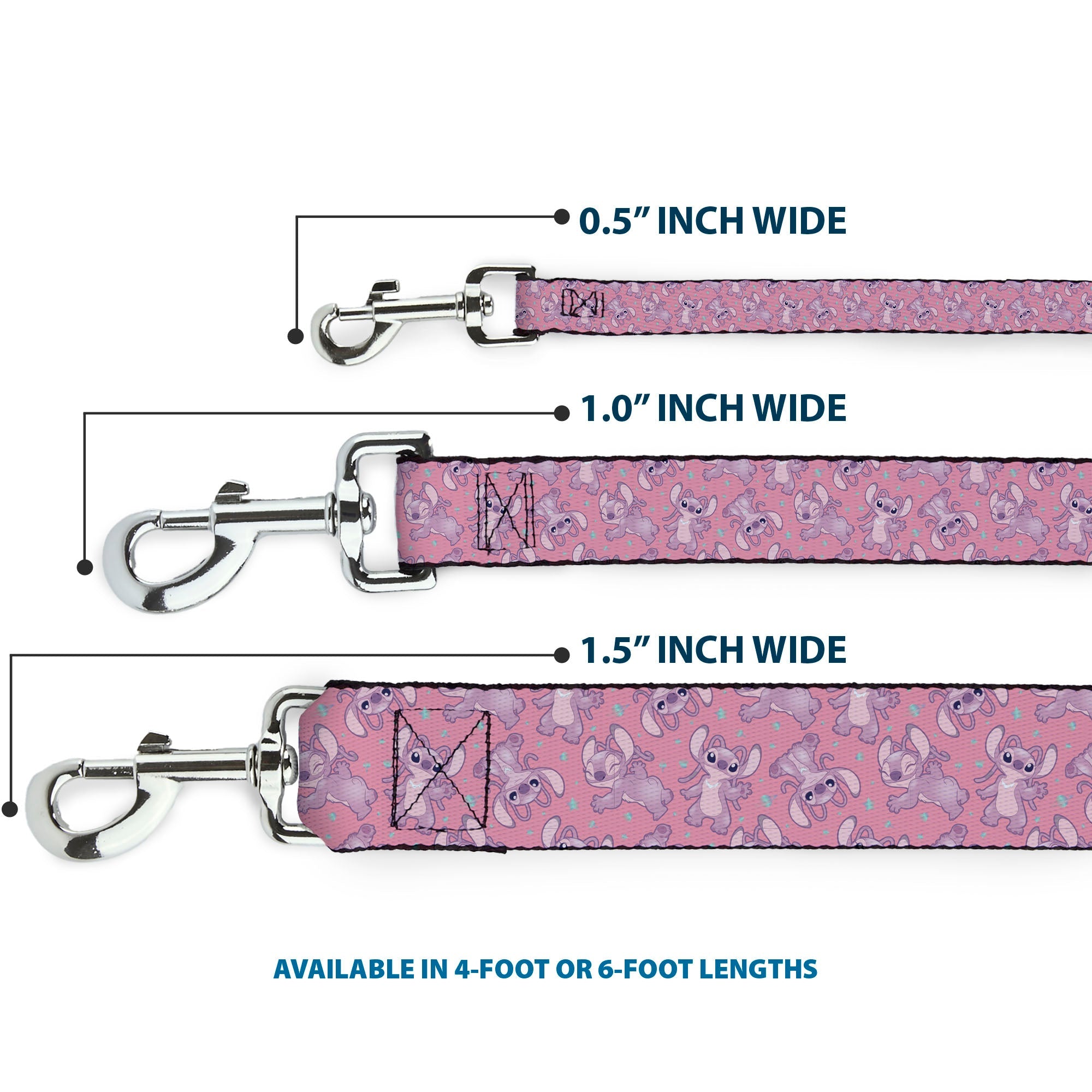 Dog Leash - Lilo & Stitch Angel Poses Scattered Pinks