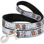 Dog Leash - Aristocats Toulouse and Berlioz Piano Pose and Musical Notes White/Black
