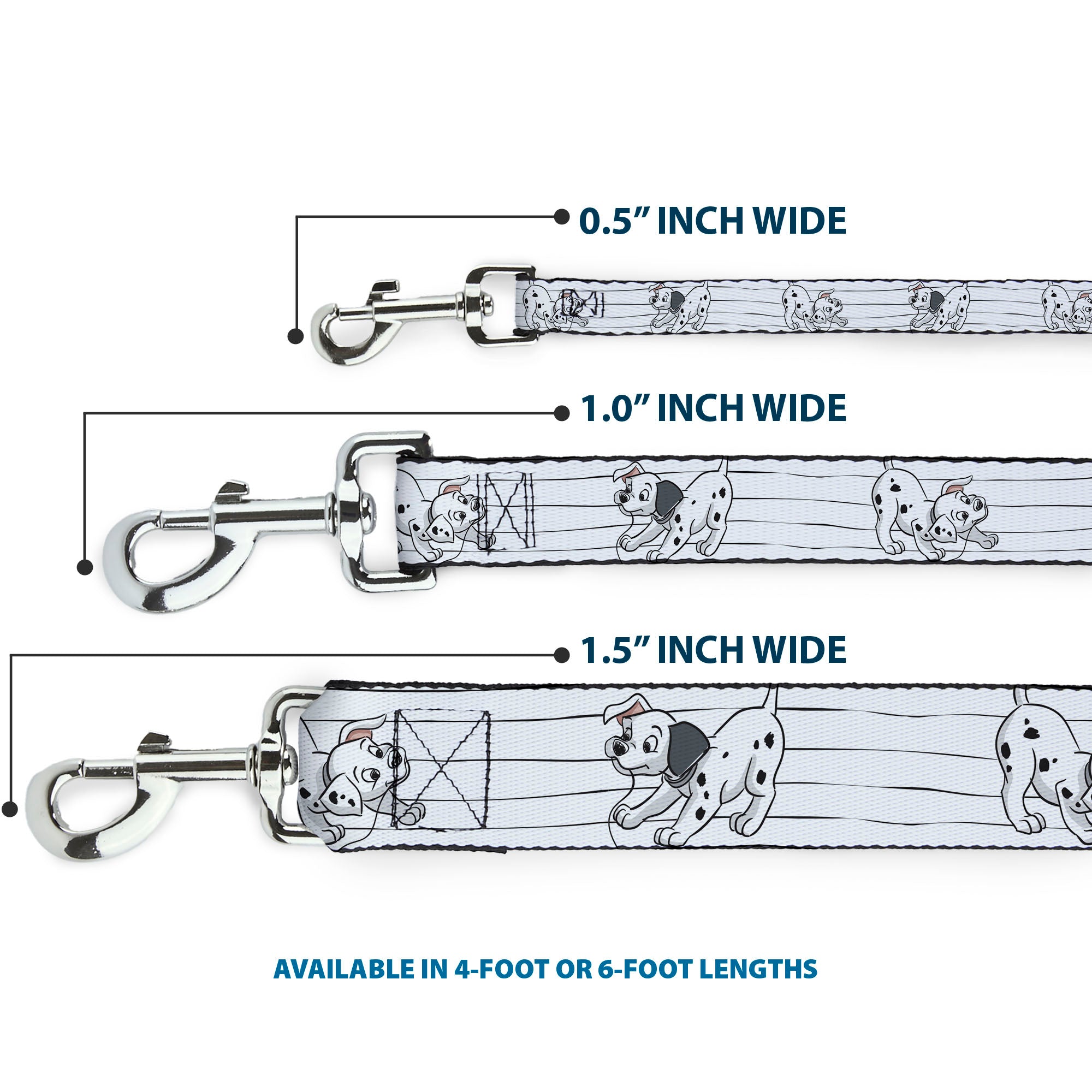 Dog Leash - One Hundred and One Dalmatians Puppies Playing White/Black