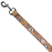 Dog Leash - Disney Cats and Dogs Faces Orange