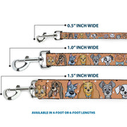 Dog Leash - Disney Cats and Dogs Faces Orange