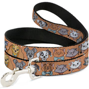 Dog Leash - Disney Cats and Dogs Faces Orange