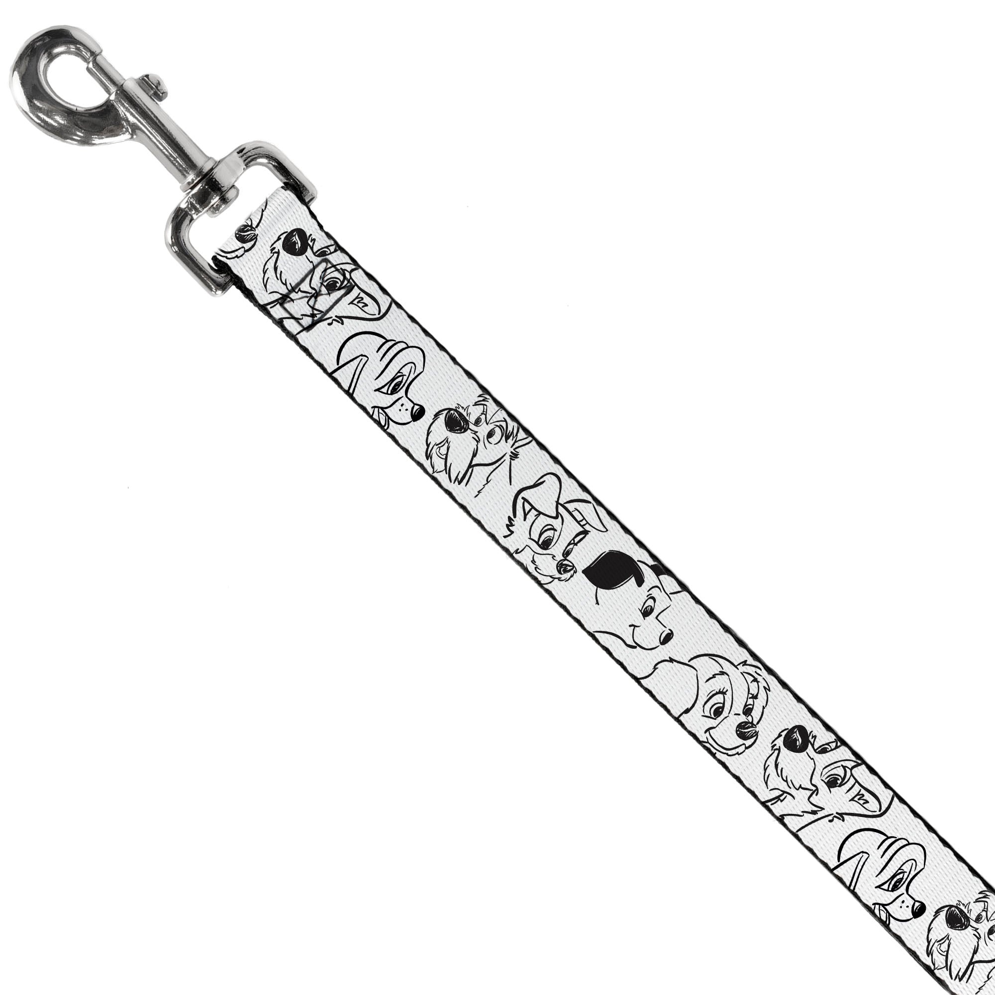 Dog Leash - Disney Dogs Face Outlines White/Black